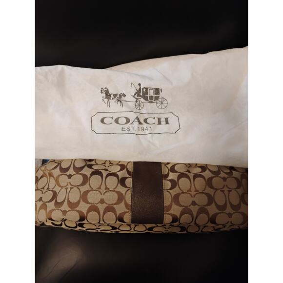 Coach Signature Brown Handbag Purse with Dust Cover - Picture 2 of 10